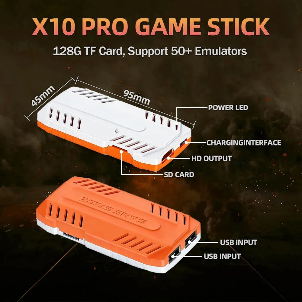2026 New 128G X10 PRO GameStick 4K Video Game Console 3D Games Built-In 50K Games 40+ Emulators Retro Games Dual 2.4G Controller