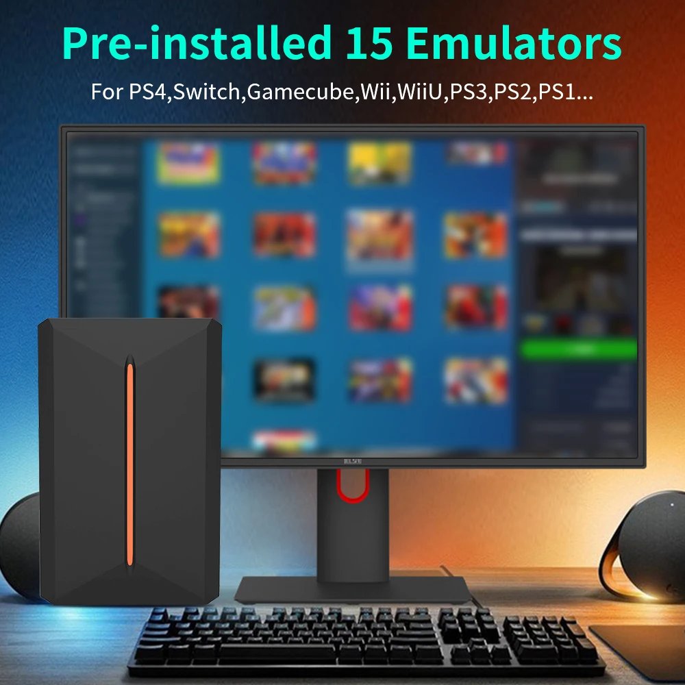 Hyper Base Lbox 500GB Gaming Hard Drive For PS4/PS3/PS2/Wii/Wiiu/Gamecube/Saturn With 3700+ Games Plug&Play For Win PC Launchbox