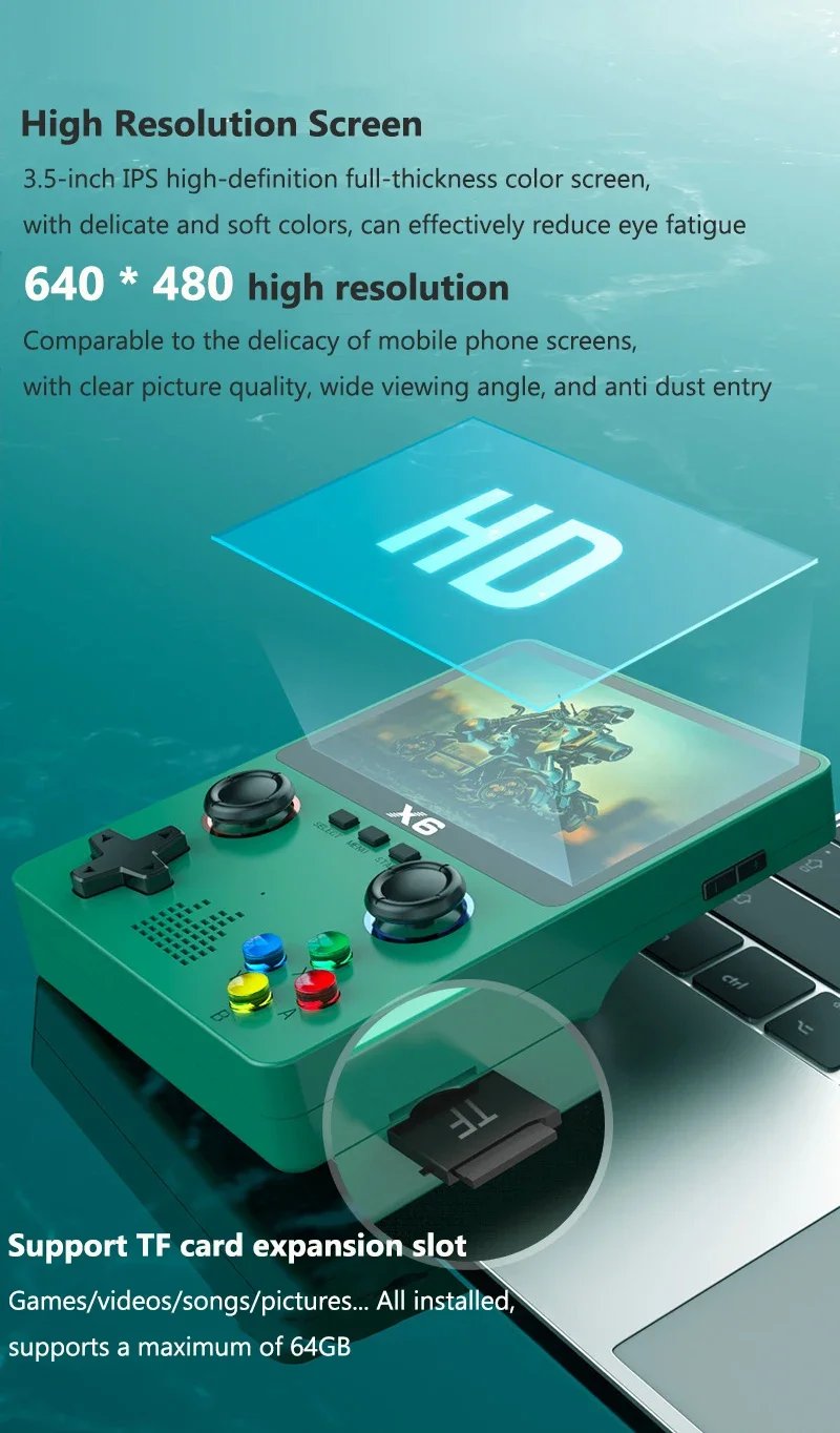 Retro Handheld Game Console 3.5Inch IPS Screen Dual 3D Joystick 11 Simulators GBA Video Game Players 10000+ Games for Kids Gifts