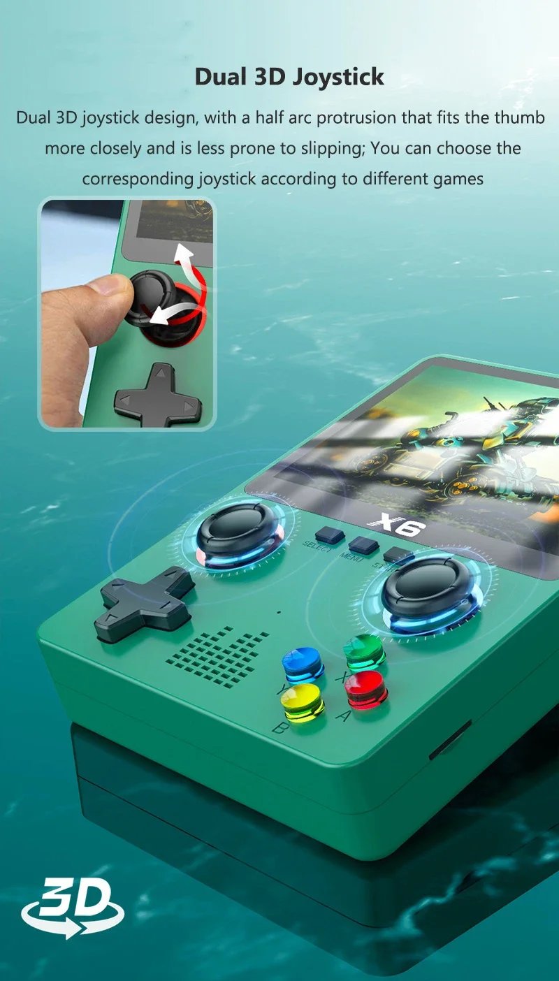 Retro Handheld Game Console 3.5Inch IPS Screen Dual 3D Joystick 11 Simulators GBA Video Game Players 10000+ Games for Kids Gifts