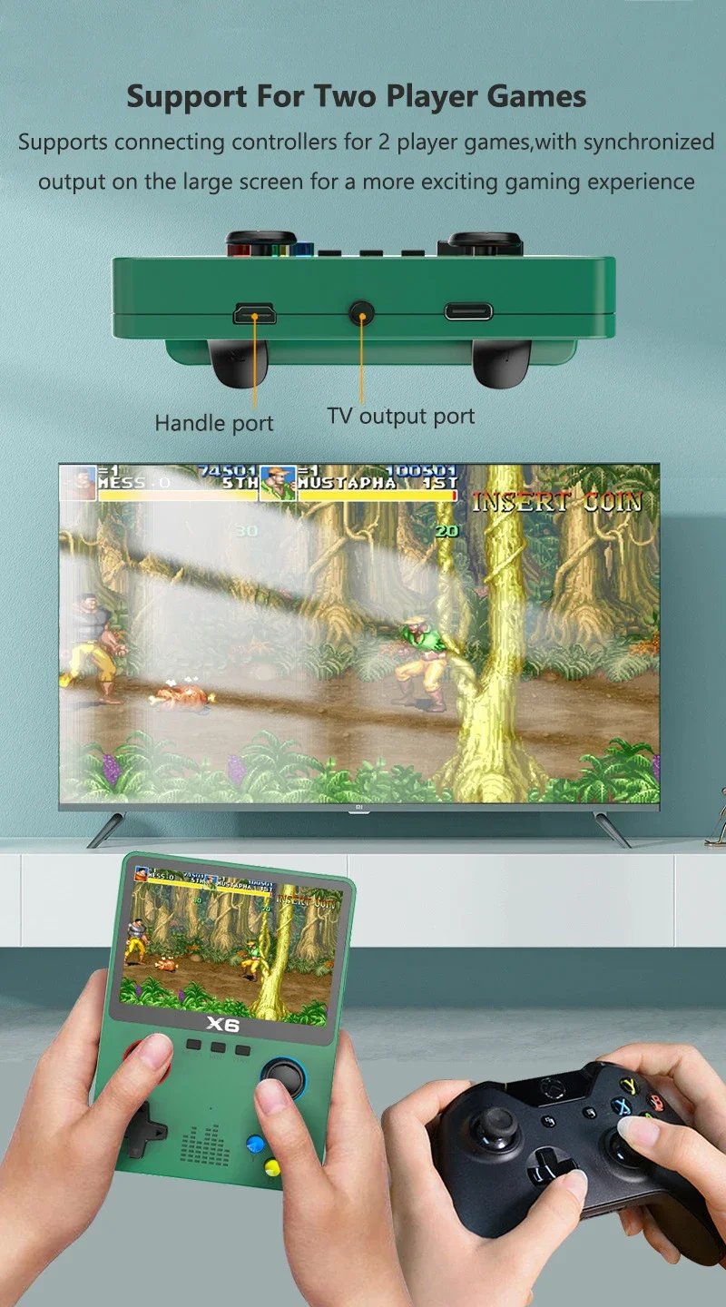 Retro Handheld Game Console 3.5Inch IPS Screen Dual 3D Joystick 11 Simulators GBA Video Game Players 10000+ Games for Kids Gifts