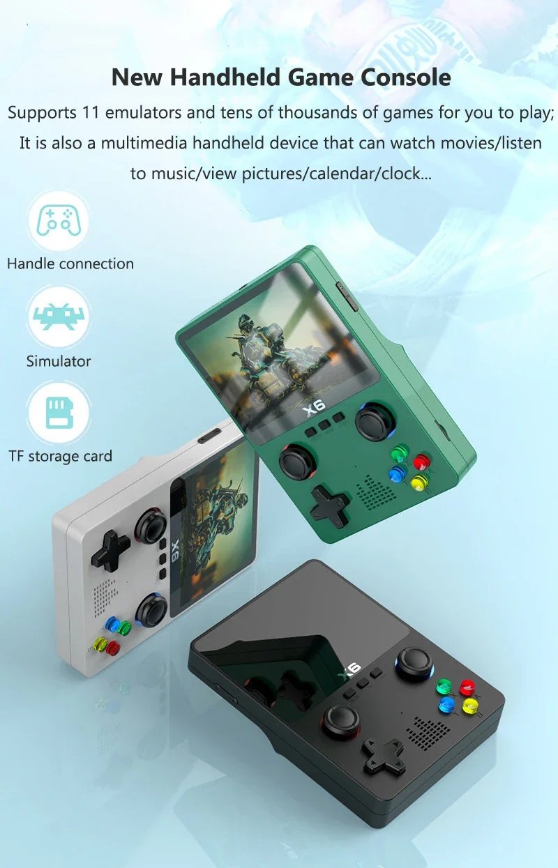 Retro Handheld Game Console 3.5Inch IPS Screen Dual 3D Joystick 11 Simulators GBA Video Game Players 10000+ Games for Kids Gifts