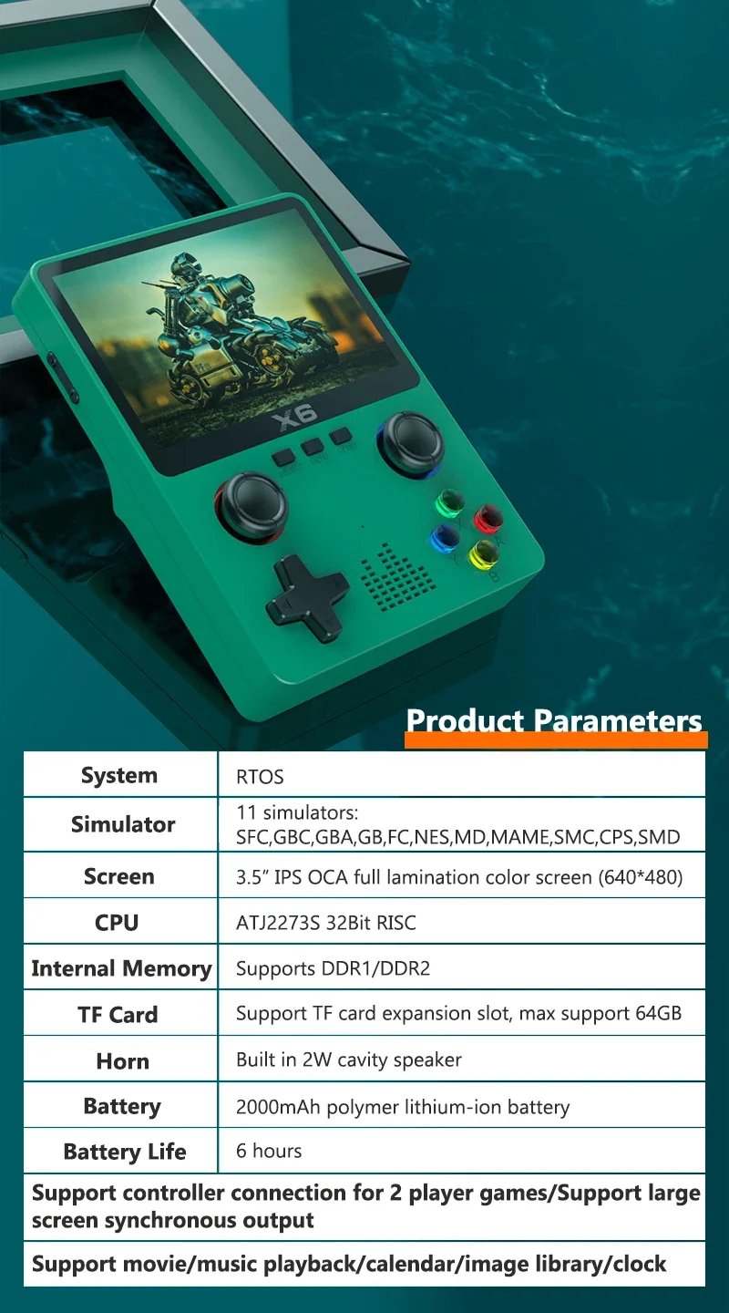 Retro Handheld Game Console 3.5Inch IPS Screen Dual 3D Joystick 11 Simulators GBA Video Game Players 10000+ Games for Kids Gifts