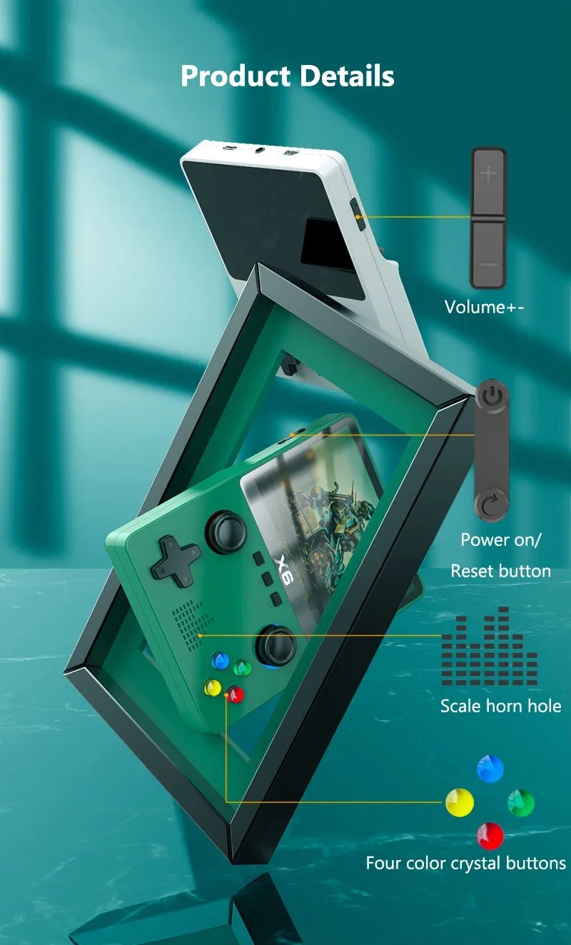 Retro Handheld Game Console 3.5Inch IPS Screen Dual 3D Joystick 11 Simulators GBA Video Game Players 10000+ Games for Kids Gifts