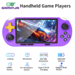 GAMINJA ANS16 Open Source Handheld Game 4.5 Inch IPS Screen RGB Lighting Portable Retro Video Game Console 64GB For PS1/GBA/SFC