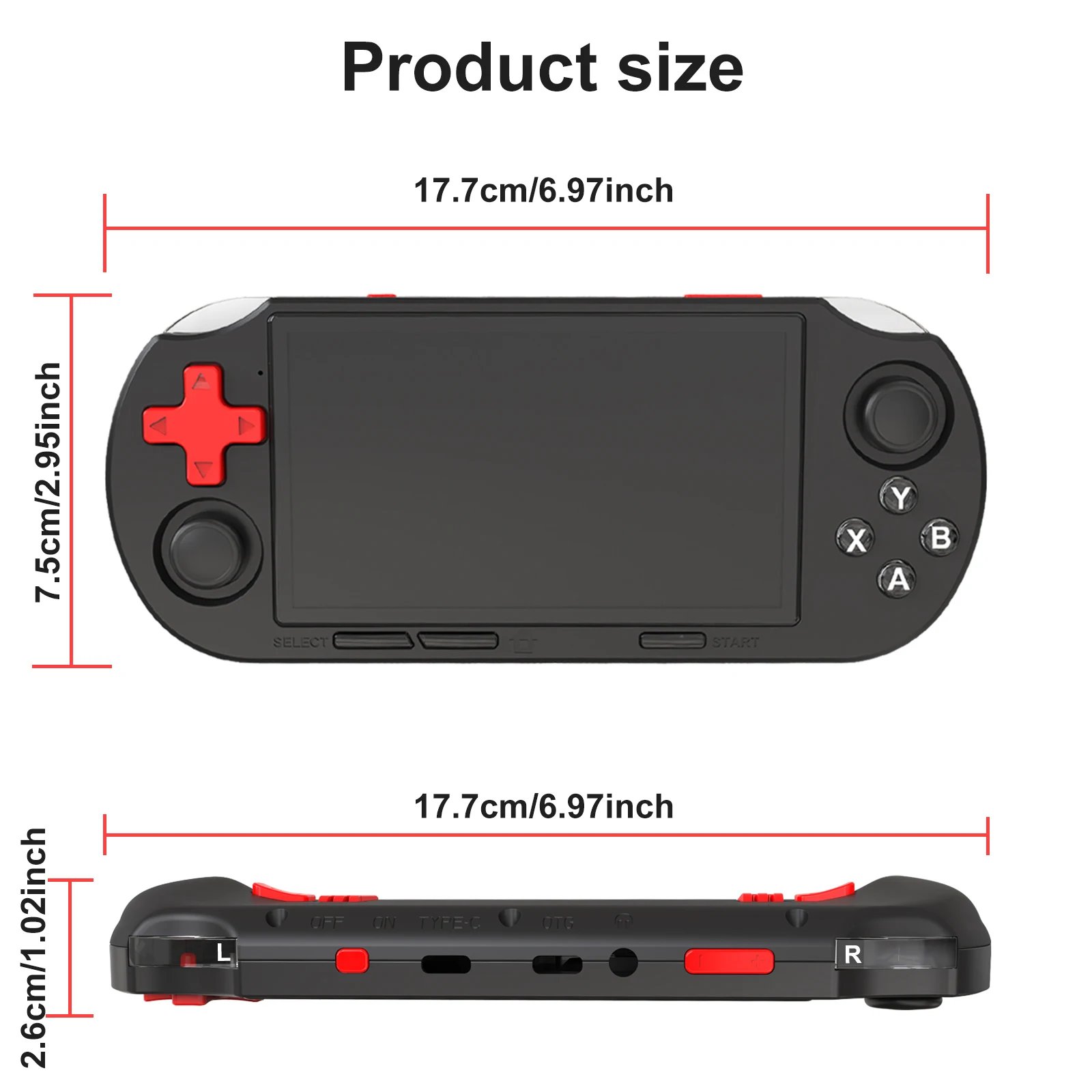 GAMINJA ANS16 Open Source Handheld Game 4.5 Inch IPS Screen RGB Lighting Portable Retro Video Game Console 64GB For PS1/GBA/SFC