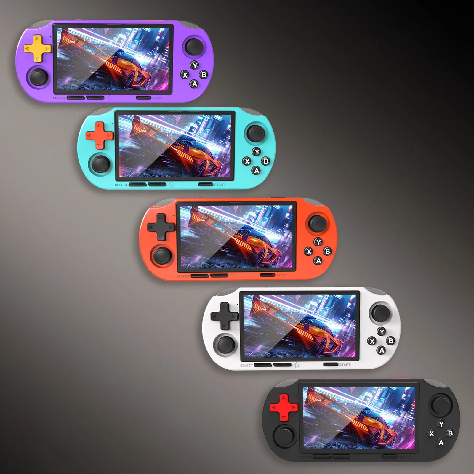 GAMINJA ANS16 Open Source Handheld Game 4.5 Inch IPS Screen RGB Lighting Portable Retro Video Game Console 64GB For PS1/GBA/SFC