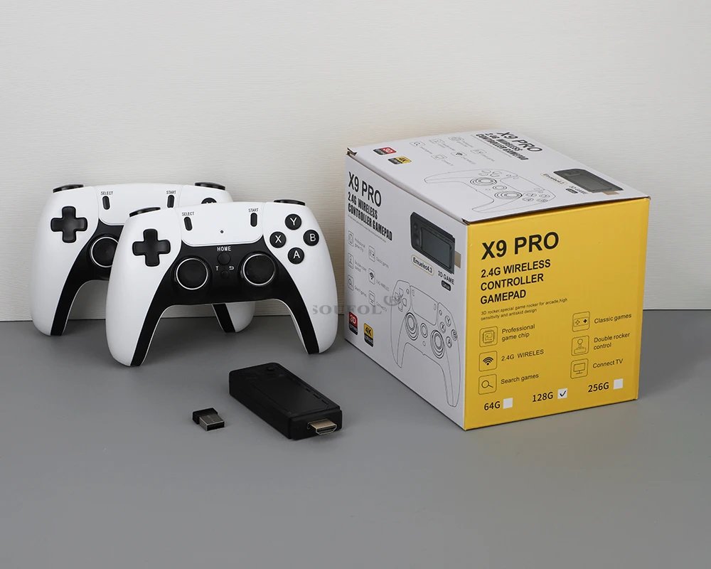 X9 PRO Retro Game Stick 4K TV HD Video Game Console 256G 50000 Games For PS1/PSP/SFC/N64 Emulator 3D Classic Games