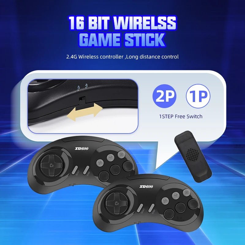 4K Retro Game Console Wireless Console 2.4G Built-in 5000 Classic Games Controller Gamepad Video Stick for Sega Mega Drive