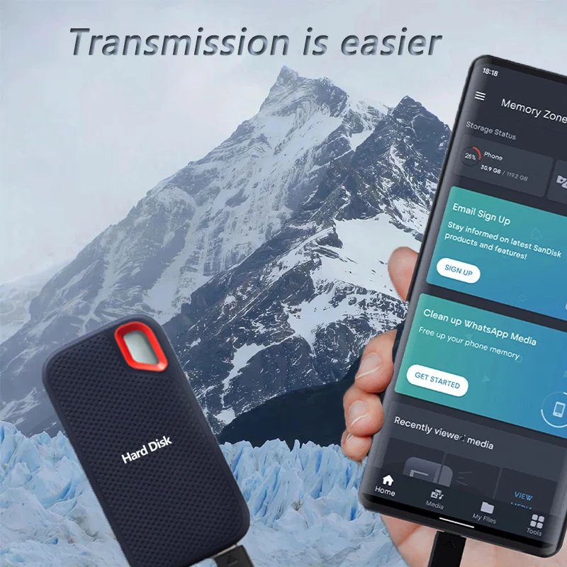 Rugged High-Speed 1TB/2TB Portable SSD USB 3.1 Type-C External Solid State Storage for Laptop, Phone & MAC - Fast Data Transfer