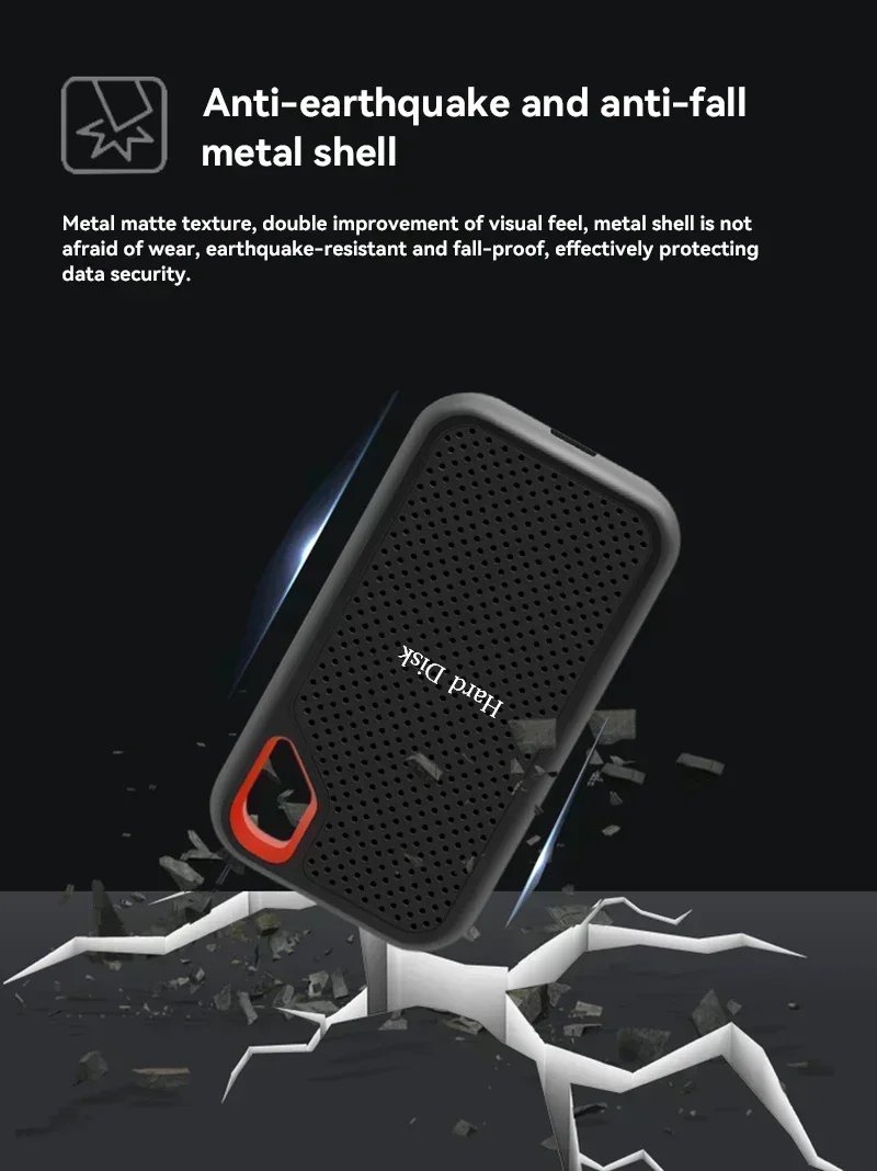 Rugged High-Speed 1TB/2TB Portable SSD USB 3.1 Type-C External Solid State Storage for Laptop, Phone & MAC - Fast Data Transfer