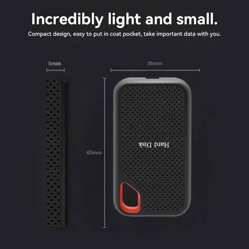 Rugged High-Speed 1TB/2TB Portable SSD USB 3.1 Type-C External Solid State Storage for Laptop, Phone & MAC - Fast Data Transfer
