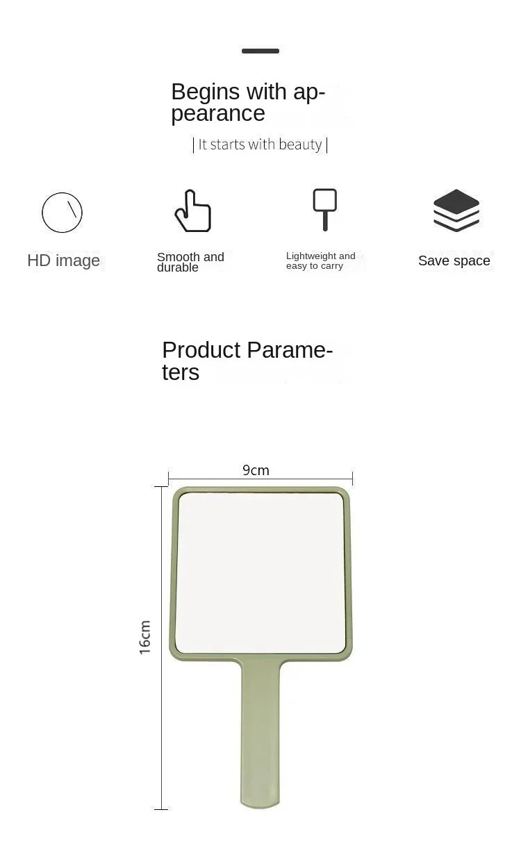 Eyelash Extension Handheld Makeup Mirror Square Makeup Vanity Mirror with Handle Hand Mirror SPA Salon Compact Mirrors