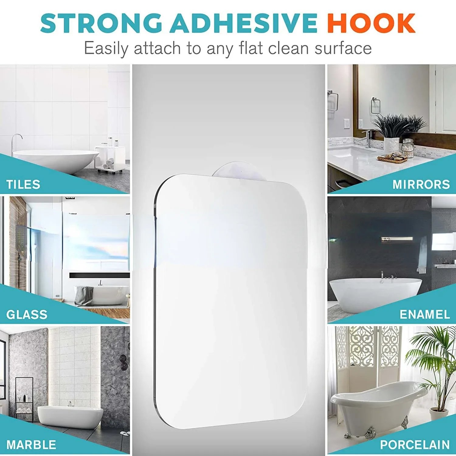 Unbreakable Acrylic Fog Free Mirror Wall Suction Portable Travel Shaving Makeup Bathroom Accessory for Women