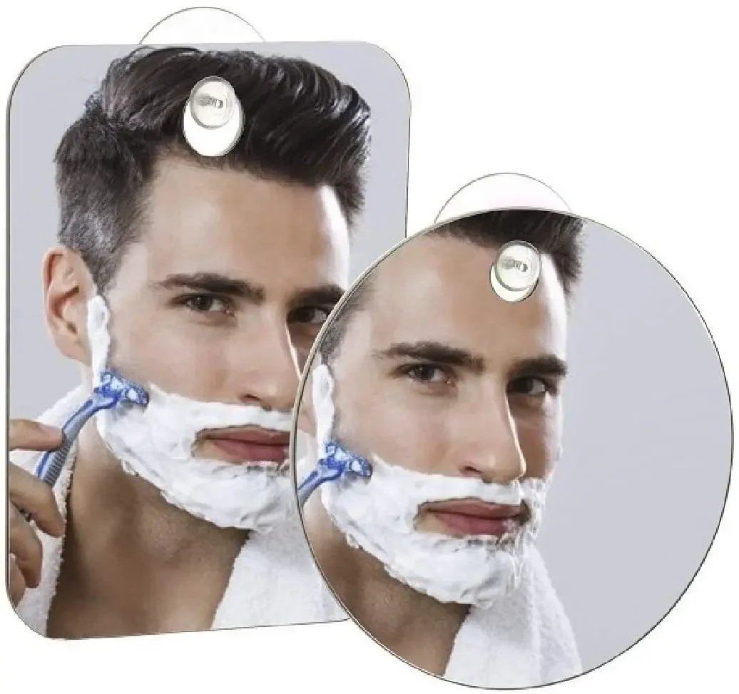 Unbreakable Acrylic Fog Free Mirror Wall Suction Portable Travel Shaving Makeup Bathroom Accessory for Women