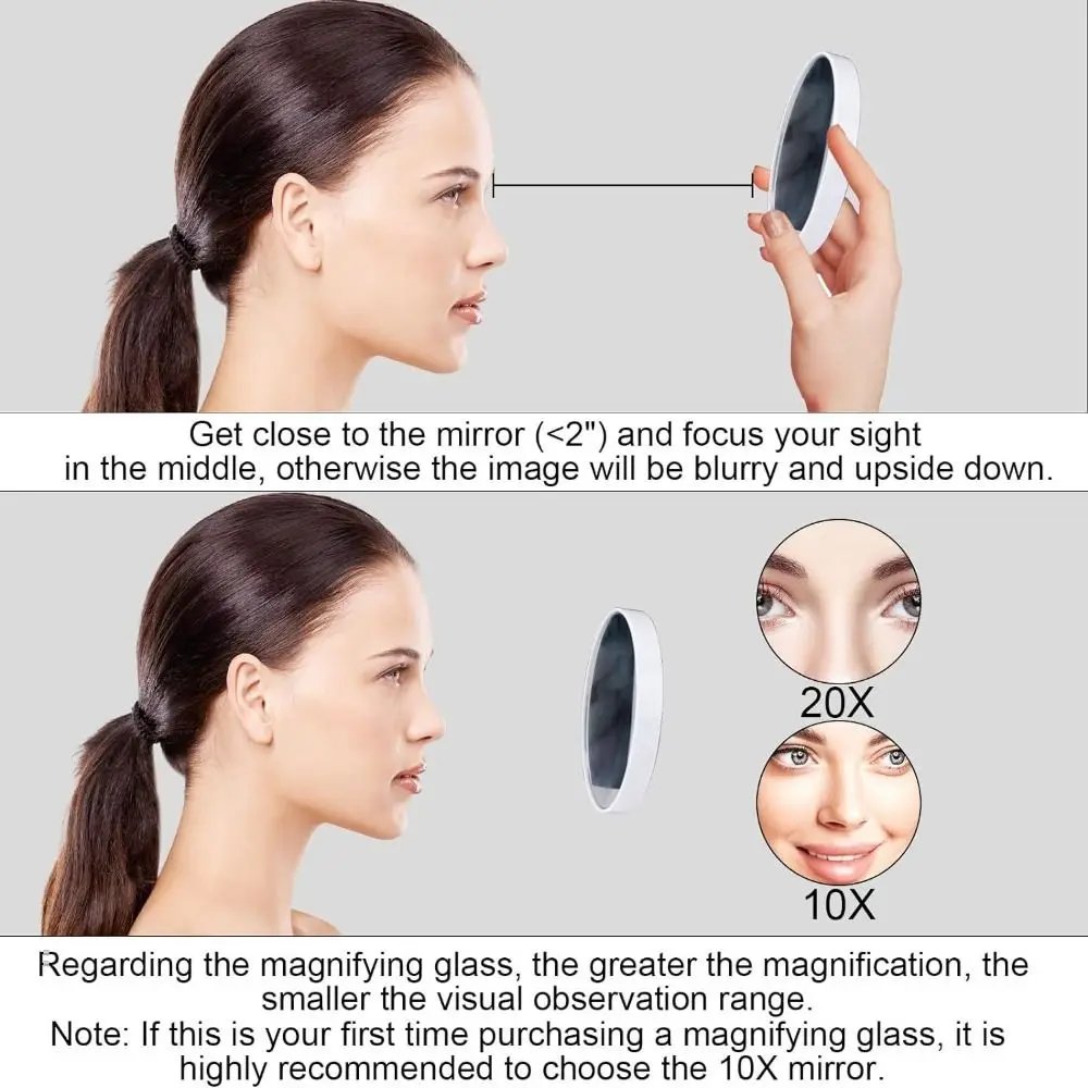 10/20/30X Blackhead Magnification Mirror High-definition Round Enlarging Cosmetic Mirror with Suction Cup 3.5in