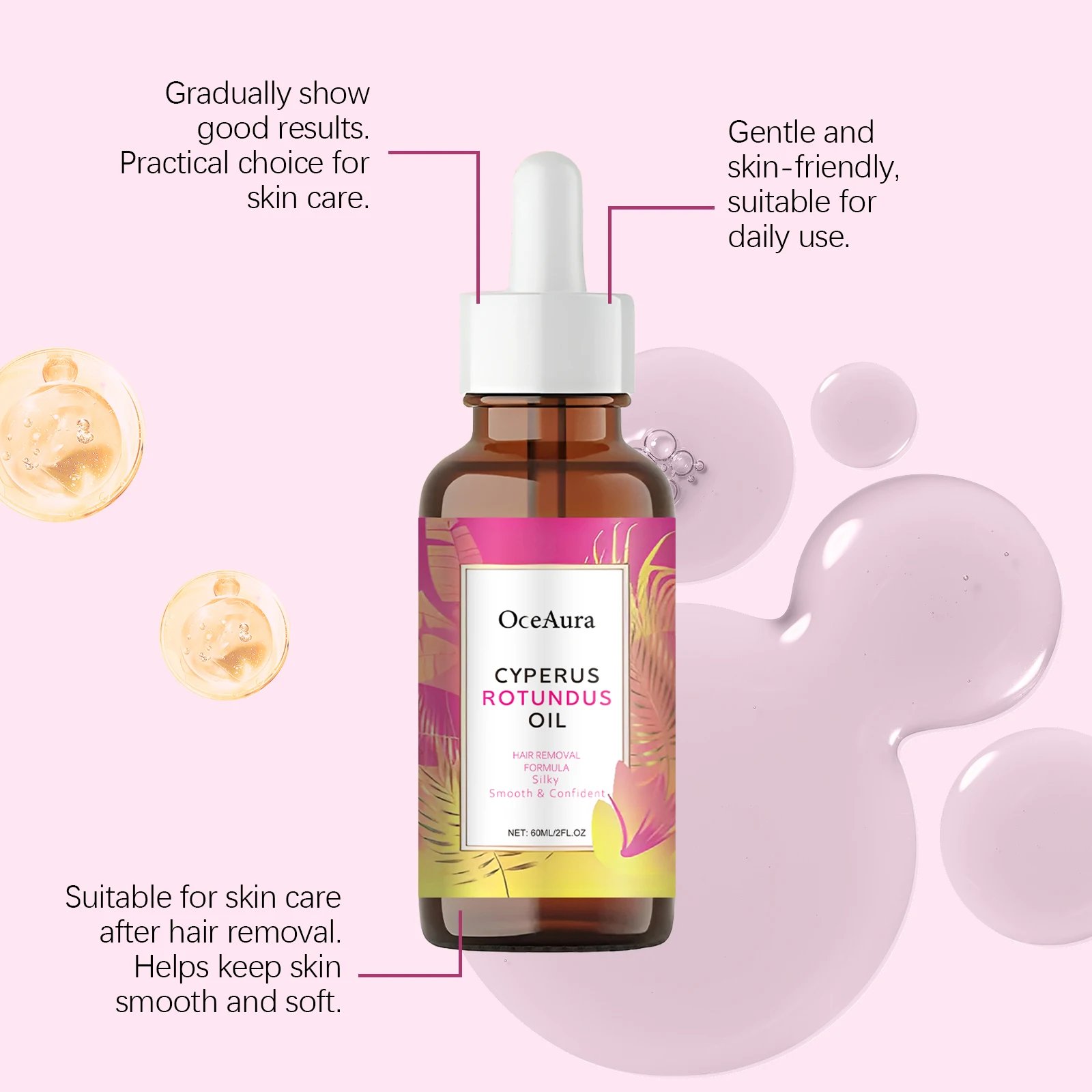 Cyperus Rotundus Oil for Hair Removal Smoothing Soothing Skin Care Moisturizes Armpit Leg Arm Hair Inhibitor Depilatory Oil