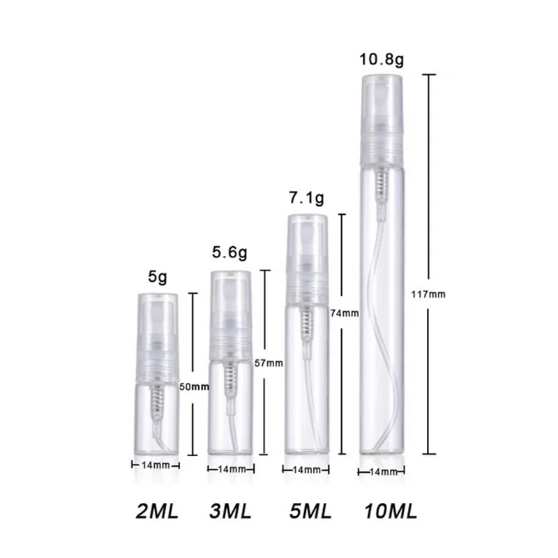 50/100PCS 2ML 3ML 5ML 10ML Black Portable Glass Perfume Bottle Empty Refillable Bottle Cosmetics Bottle Sample Thin Glass Vials