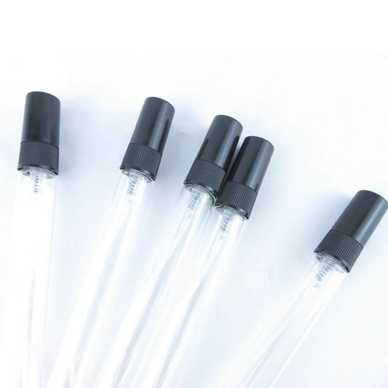 50/100PCS 2ML 3ML 5ML 10ML Black Portable Glass Perfume Bottle Empty Refillable Bottle Cosmetics Bottle Sample Thin Glass Vials