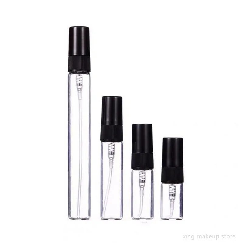 50/100PCS 2ML 3ML 5ML 10ML Black Portable Glass Perfume Bottle Empty Refillable Bottle Cosmetics Bottle Sample Thin Glass Vials