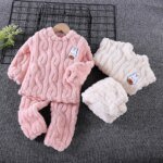 Kids Winter Thicken Warm Soft Flannel Pajamas Toddler Baby Cute Cartoon Rabbit Sleepwear Boys Girls Casual Pyjamas Clothing Sets - Image 2