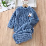 Kids Winter Thicken Warm Soft Flannel Pajamas Toddler Baby Cute Cartoon Rabbit Sleepwear Boys Girls Casual Pyjamas Clothing Sets - Image 6