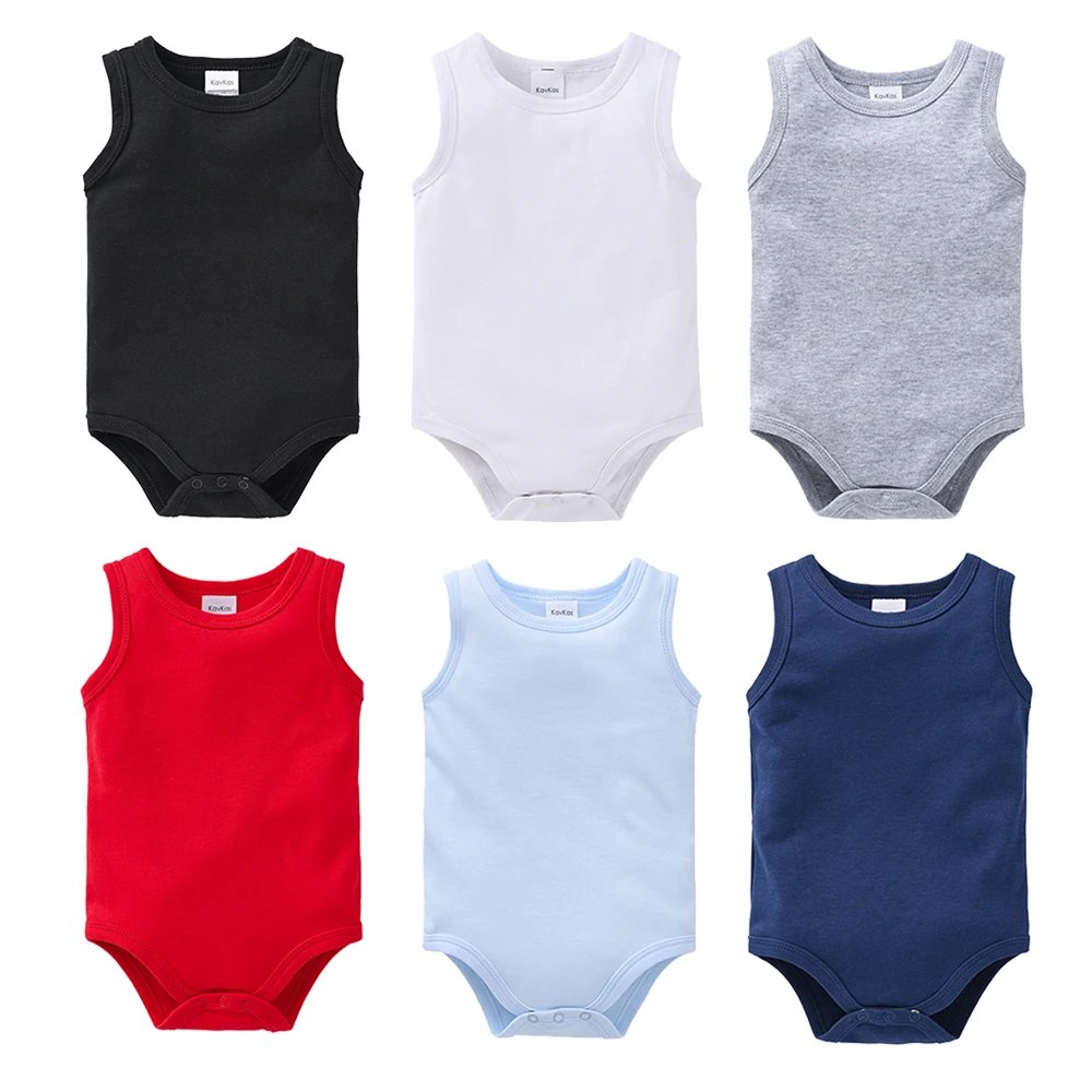 1/3/4/5/6Pcs Baby Boys Bodysuit  100%Cotton Solid Colors Sleeveless Blank Baby Clothing body bebe  Newborn Jumpsuit Plain 0-24 M