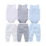 1/3/4/5/6Pcs Baby Boys Bodysuit  100%Cotton Solid Colors Sleeveless Blank Baby Clothing body bebe  Newborn Jumpsuit Plain 0-24 M - Image 2