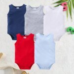 1/3/4/5/6Pcs Baby Boys Bodysuit  100%Cotton Solid Colors Sleeveless Blank Baby Clothing body bebe  Newborn Jumpsuit Plain 0-24 M - Image 4