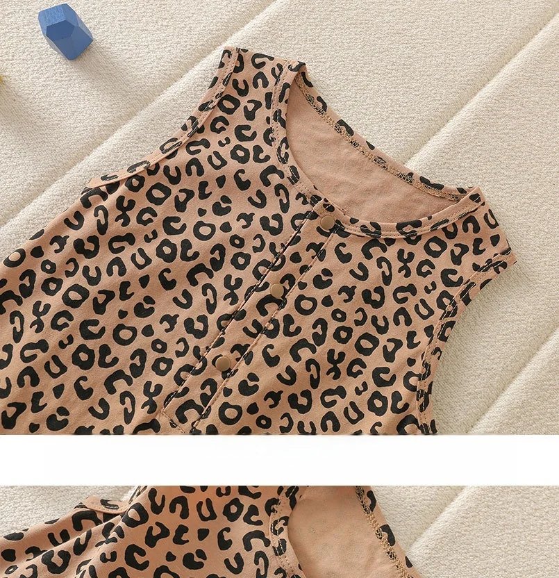 0-3Y Boys Girls Leopard Print Bodysuit 2026 Summer Baby Sleeveless O-neck Short Romper Newborn One-piece Clothes