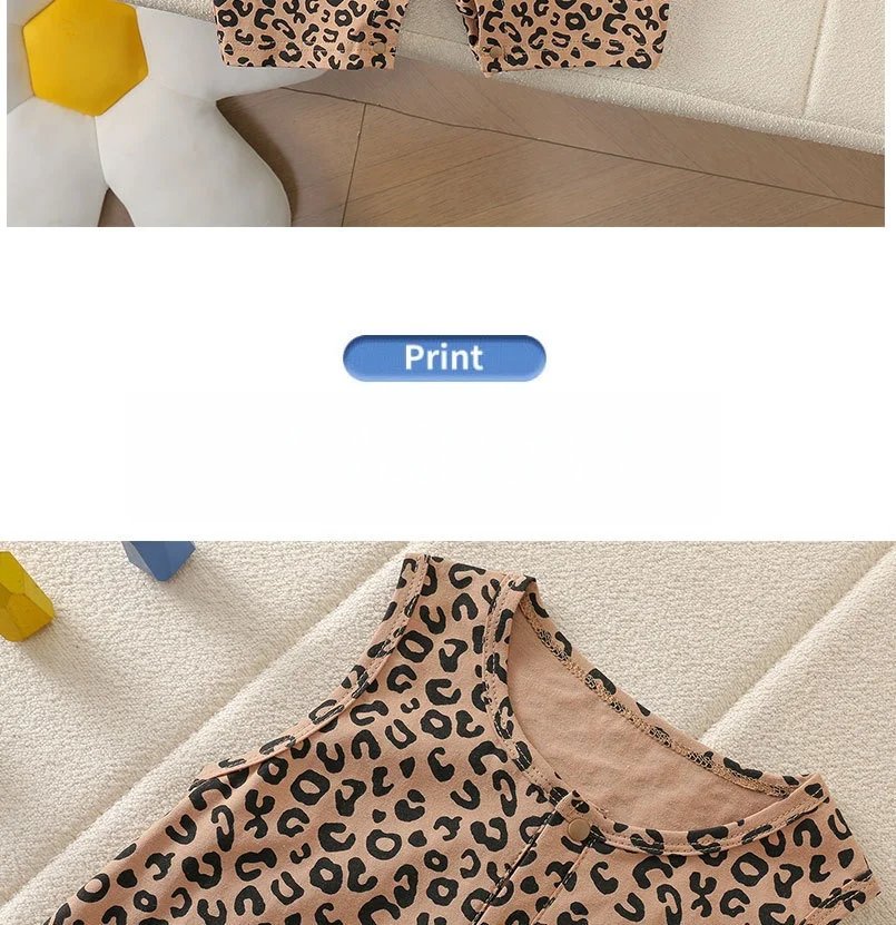 0-3Y Boys Girls Leopard Print Bodysuit 2026 Summer Baby Sleeveless O-neck Short Romper Newborn One-piece Clothes