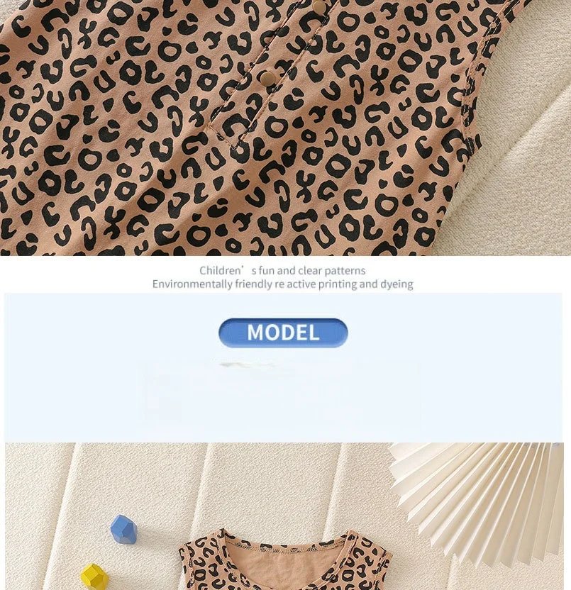 0-3Y Boys Girls Leopard Print Bodysuit 2026 Summer Baby Sleeveless O-neck Short Romper Newborn One-piece Clothes