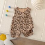 0-3Y Boys Girls Leopard Print Bodysuit 2026 Summer Baby Sleeveless O-neck Short Romper Newborn One-piece Clothes