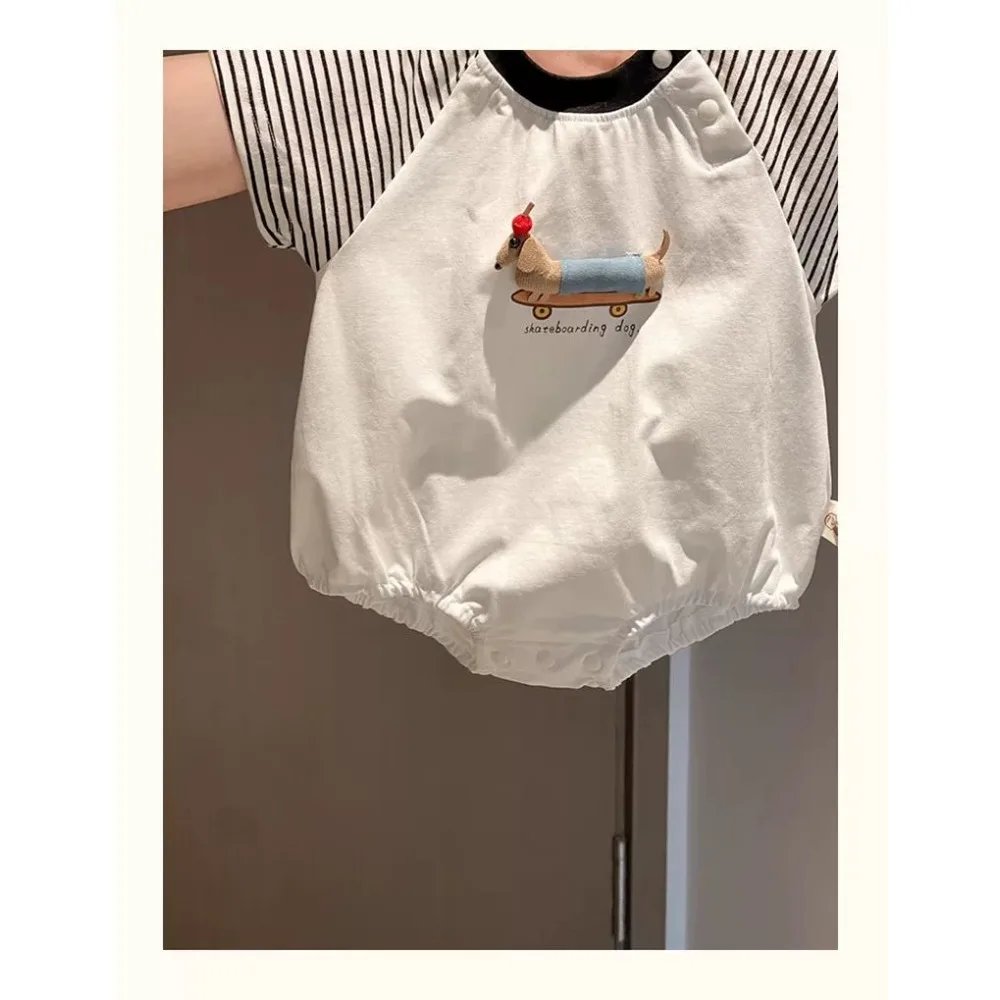 Summer Baby Bodysuit Cartoon Stripe Pattern Design for 3-24 Months