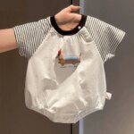Summer Baby Bodysuit Cartoon Stripe Pattern Design for 3-24 Months - Image 3