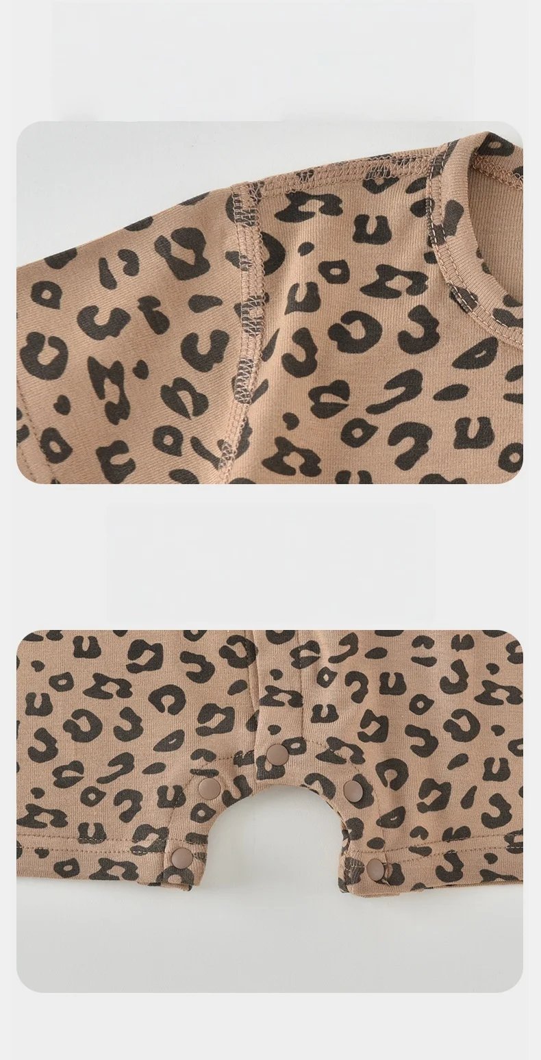 2026 Summer Baby Short Sleeve Romper Leopard Print One Piece Clothing for 3M-2Y Boys Girls lightweight Infant Bodysuit