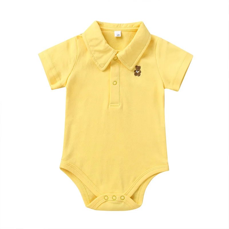 New spot summer infants and boys candy-colored onesie short-sleeved triangular climbing clothes