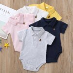 New spot summer infants and boys candy-colored onesie short-sleeved triangular climbing clothes