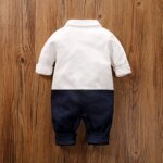 Male Baby Newborn Gentleman Style Crawling Clothes Comfortable Cotton Clothes Spring And Autumn Long Sleeved Baby Bodysuit - Image 3