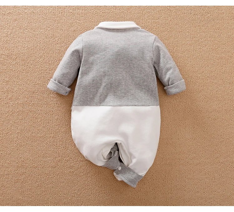 Male Baby Newborn Gentleman Style Crawling Clothes Comfortable Cotton Clothes Spring And Autumn Long Sleeved Baby Bodysuit