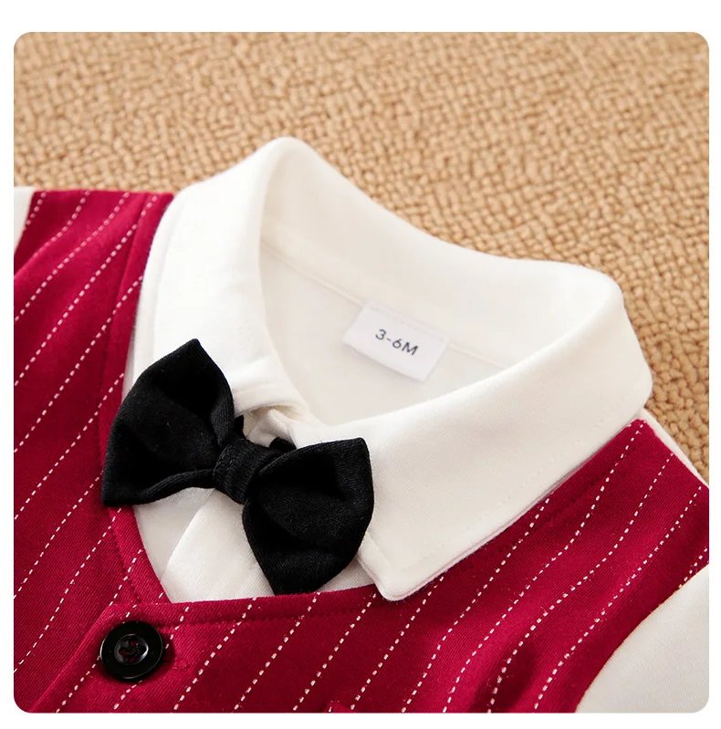 Male Baby Newborn Gentleman Style Crawling Clothes Comfortable Cotton Clothes Spring And Autumn Long Sleeved Baby Bodysuit