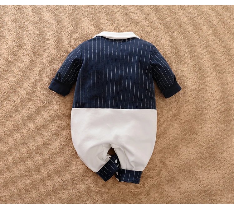 Male Baby Newborn Gentleman Style Crawling Clothes Comfortable Cotton Clothes Spring And Autumn Long Sleeved Baby Bodysuit