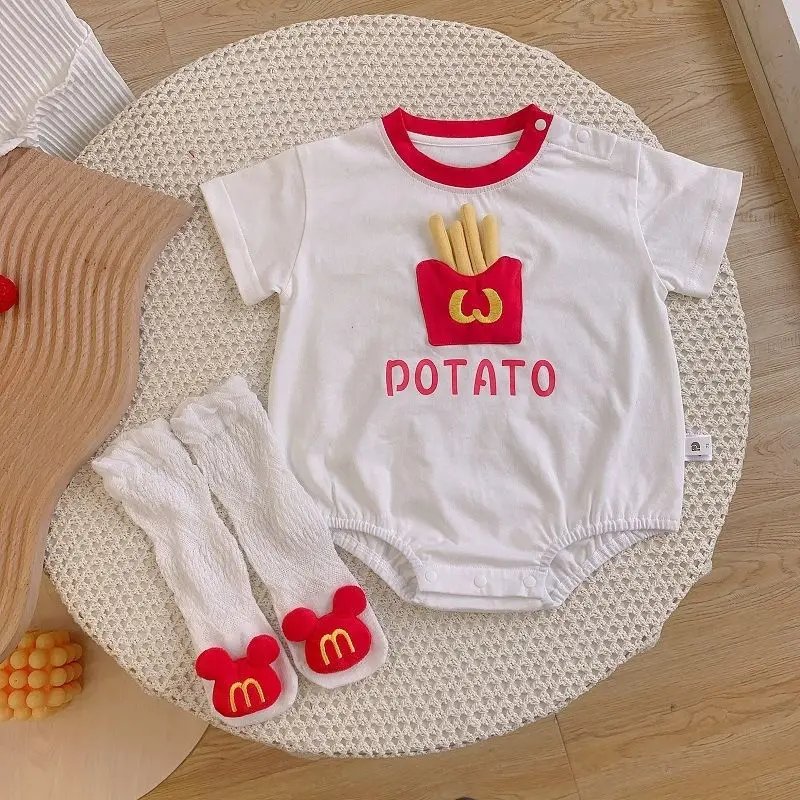 Baby Clothes, Summer Clothes, Fart Clothes, Thin Newborn Boy and Baby Onesies, Super Cute 100-day Full Moon Romper