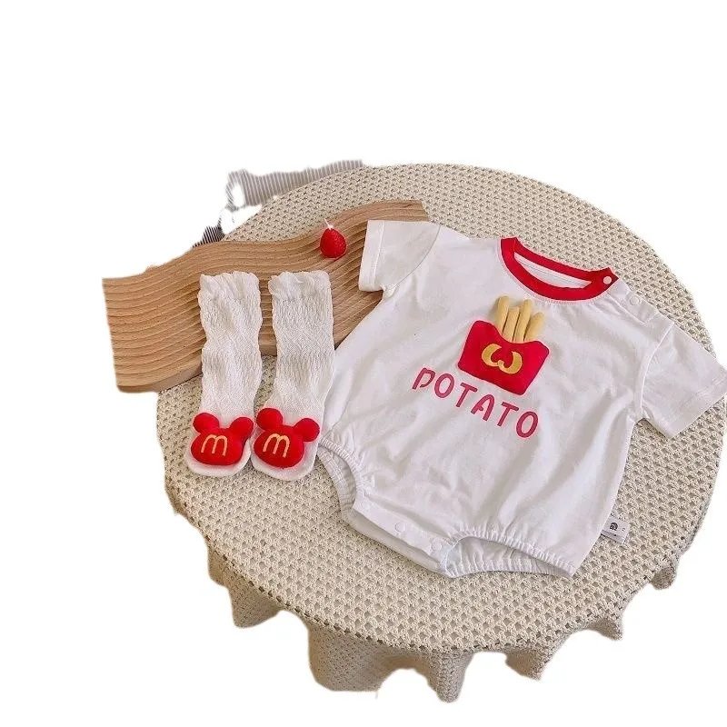 Baby Clothes, Summer Clothes, Fart Clothes, Thin Newborn Boy and Baby Onesies, Super Cute 100-day Full Moon Romper