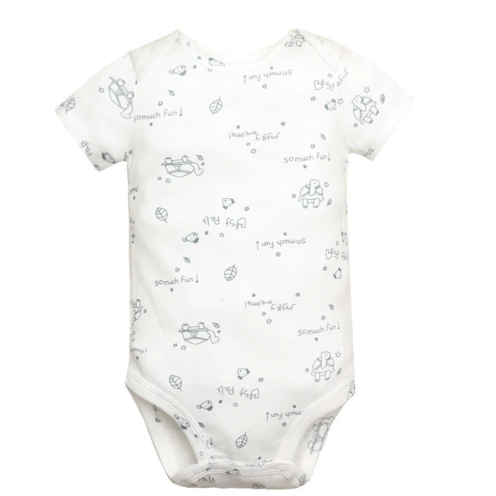 5Pieces Unisex Baby Bodysuits Fashion Body Suits Short Sleeve Newborn Infant Jumpsuit Cartoon Baby Boy Girl Clothes Set Summer
