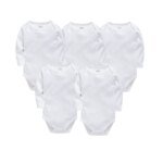1/2/3/5 Pcs Baby Jumpsuit Blank White Newborn Boys Romper 100% Cotton Kids Bodysuit Long Sleeve Baby Girls Clothing Plain Muslin
