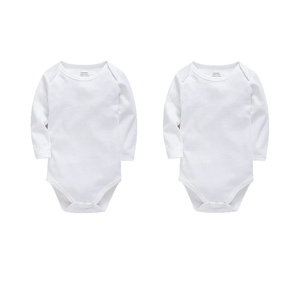 1/2/3/5 Pcs Baby Jumpsuit Blank White Newborn Boys Romper 100% Cotton Kids Bodysuit Long Sleeve Baby Girls Clothing Plain Muslin