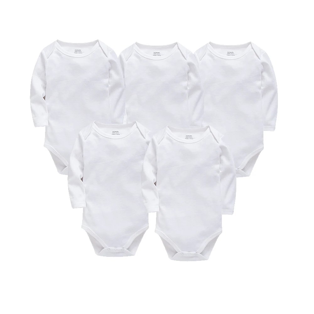 1/2/3/5 Pcs Baby Jumpsuit Blank White Newborn Boys Romper 100% Cotton Kids Bodysuit Long Sleeve Baby Girls Clothing Plain Muslin