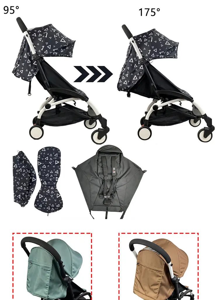 3pcs/set 175 Stroller Accessories Canopy Cover Seat Cushion Compatible With Babyzen YOYO  Cover Seat Mattress With Zipper Pocket
