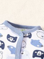 2-Picec Baby Four Seasons Tie Feet Bodysuit for Boys Little Bear Creative Baby Cute Bodysuit Made of Pure Cotton, Soft  Comforta - Image 4